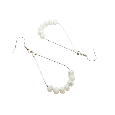 earrings tearshape steel gold with white beads2